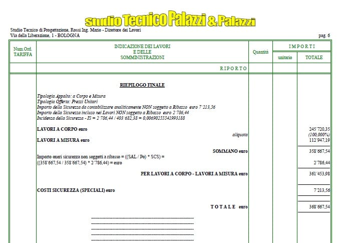 Stato finale dei lavori: riepilogo