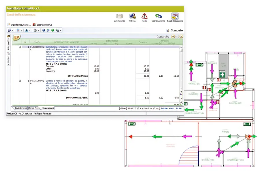 Documenti, stampi planimetrie e rappresentazioni grafiche dei piani, fai il computo dei costi della sicurezza | CerTus-LdL | ACCA software