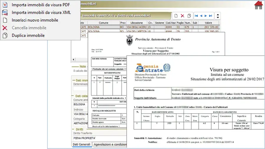 Importazione dati da visure catastali PDF | DeCuius | ACCA Software