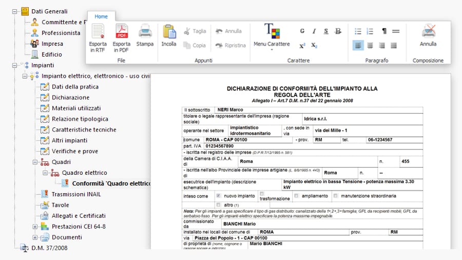 dichiarazione conformita impianti