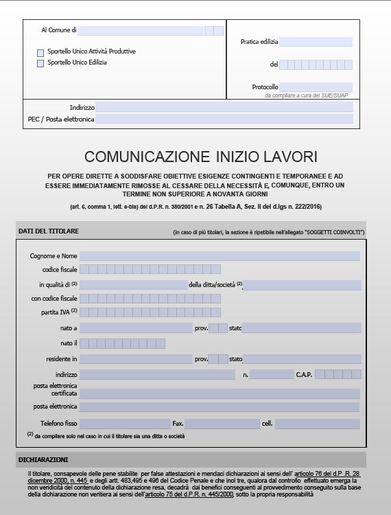 CIL (Comunicazione Inizio Lavori) - Modello PDF editabile