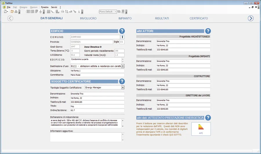 APE veloce | TerMus CE | ACCA software