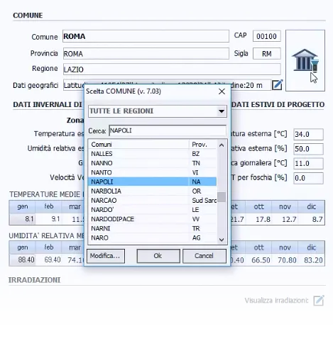 Input grafico calcolo carichi termici estivi | TerMus-E | ACCA software