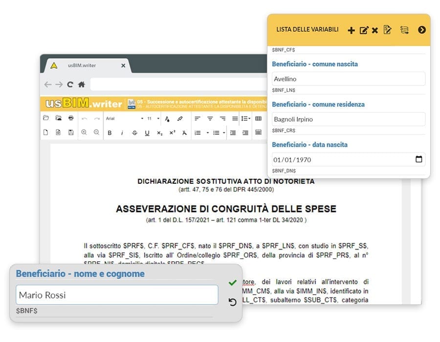 Compili automaticamente i documenti della pratica | usBIM.superbonus | ACCA software