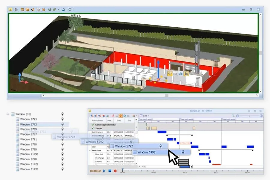 Associate BIM objects to different activities and build up Gantt chart | Edificius | ACCA software