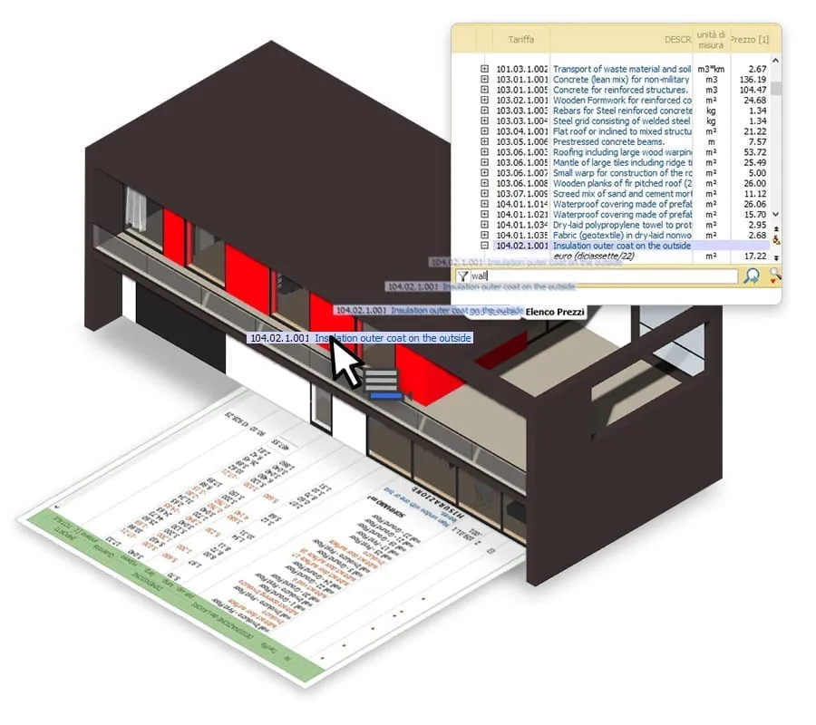 Automatic bill quantities and cost estimates integrated with building design | Edificius | ACCA Software