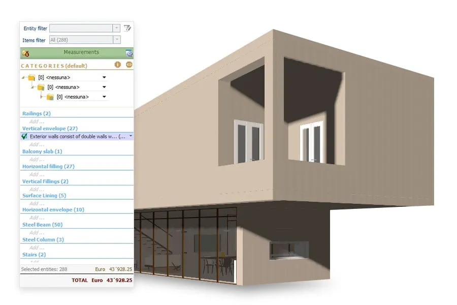 Produce dynamic BoQs and cost estimates directly from the project | Edificius | ACCA software
