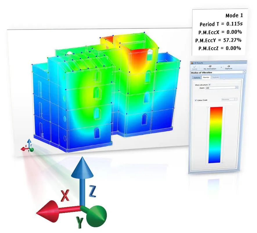 Analyses graphiques et représentations en couleurs pour le contrôle et la vérification des résultats de calcul | EdiLus MASONRY | ACCA software