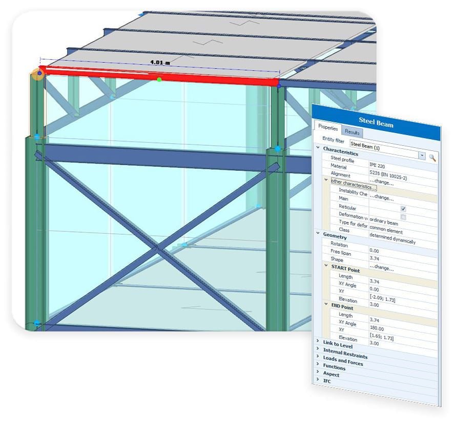 Dedizierte parametrische BIM-Objekte für den Entwurf und integrierter FEM-Solver für Struktur | EdiLus STEEL | ACCA software