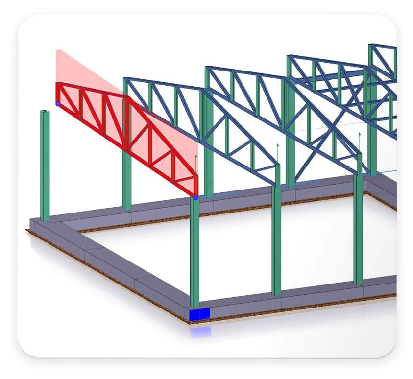 Modellierung von Dachbinder und Streben ausgehend von einer spezifischen Bibliothek | EdiLus STEEL | ACCA software