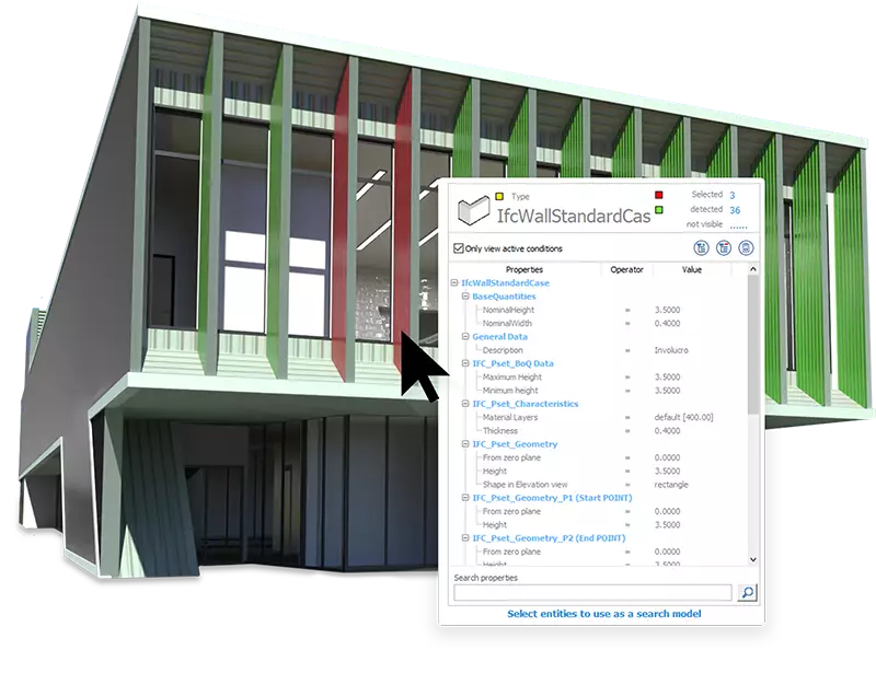 Selecting at least two BIM model entities PriMus IFC automatically identifies all other similar entities too | PriMus IFC | ACCA software