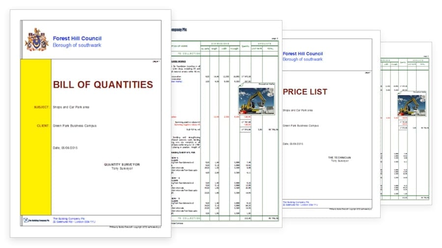 Cost estimate documents | PriMus | ACCA software