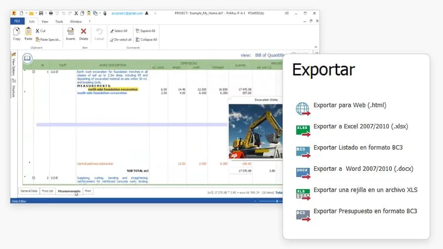 importación exportación en formatos estándar y BC3 | PriMus | ACCA software