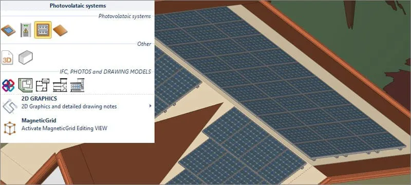 Saisie par objets 3D pour concevoir des systèmes photovoltaïques de tout type | Solarius PV | ACCA software