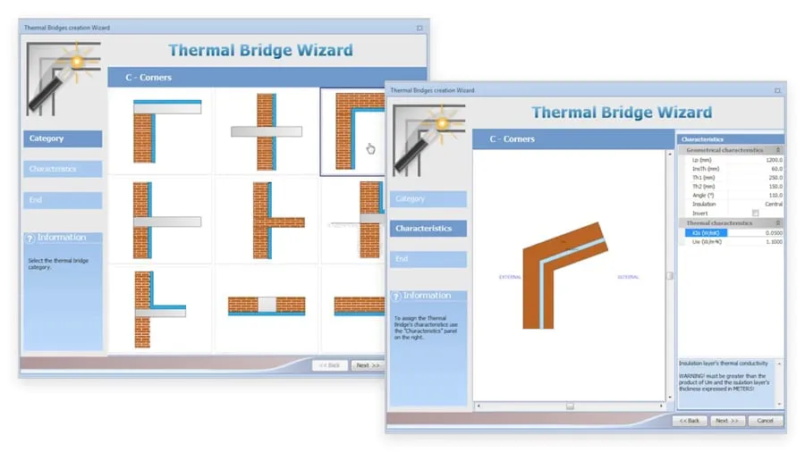 Desenho da Ponte térmica | TerMus BRIDGE | ACCA software